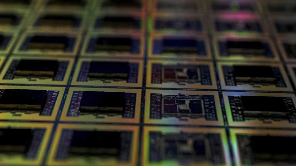 A prototype silicon wafer . Credit:
Maxence Pira on Unsplash https://unsplash.com/photos/a-close-up-of-a-computer-aNaq4lbX99E